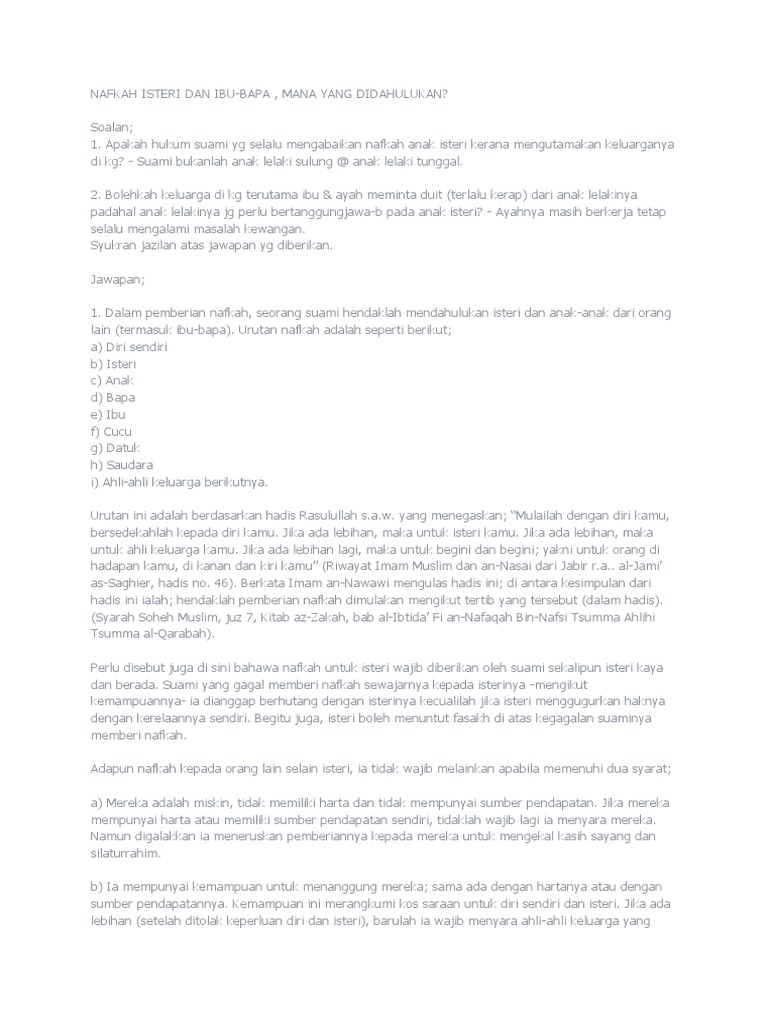 Nafkah Isteri Dan Ibu Pdf