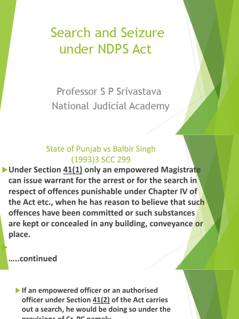 1.NDPS - Procedural Safe Guards PDF | PDF | Search And Seizure | Arrest