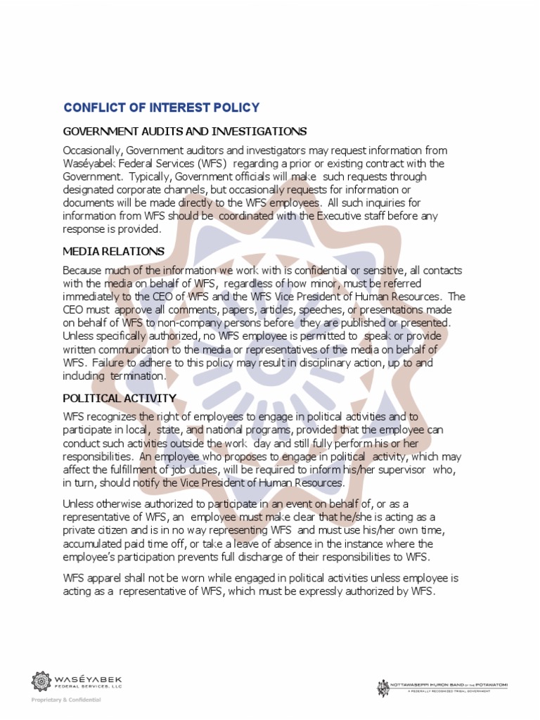 Conflict of Interest Policy | PDF | Conflict Of Interest | Chief ...