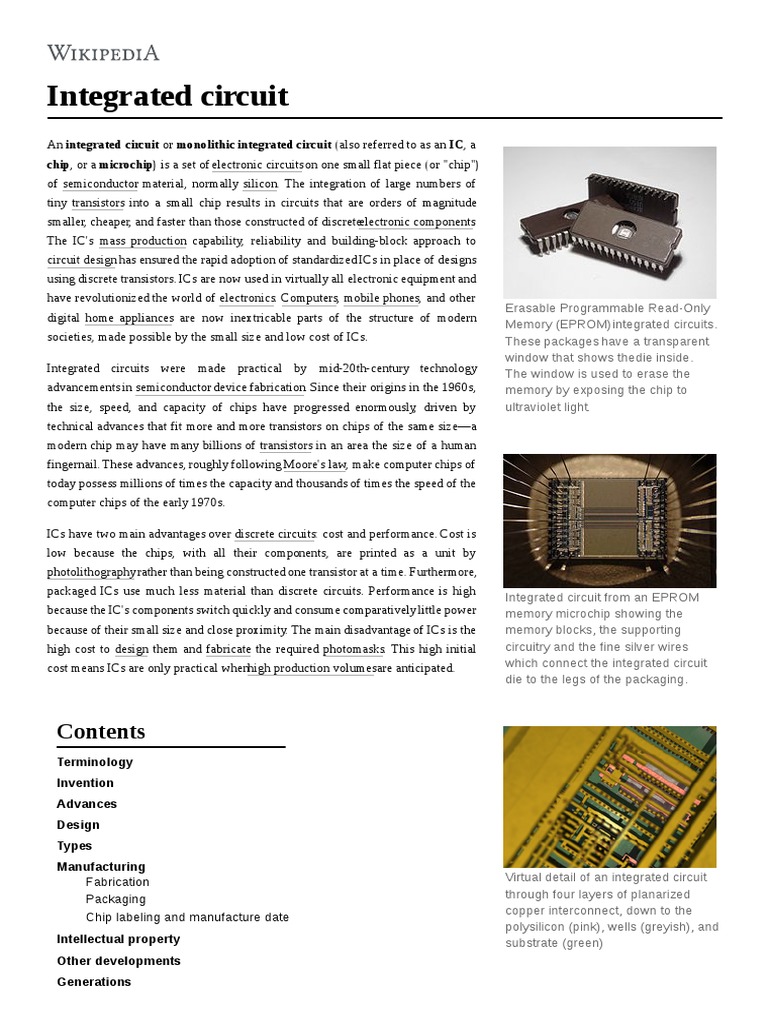 Integrated Circuit PDF Very Large Scale Integration Integrated