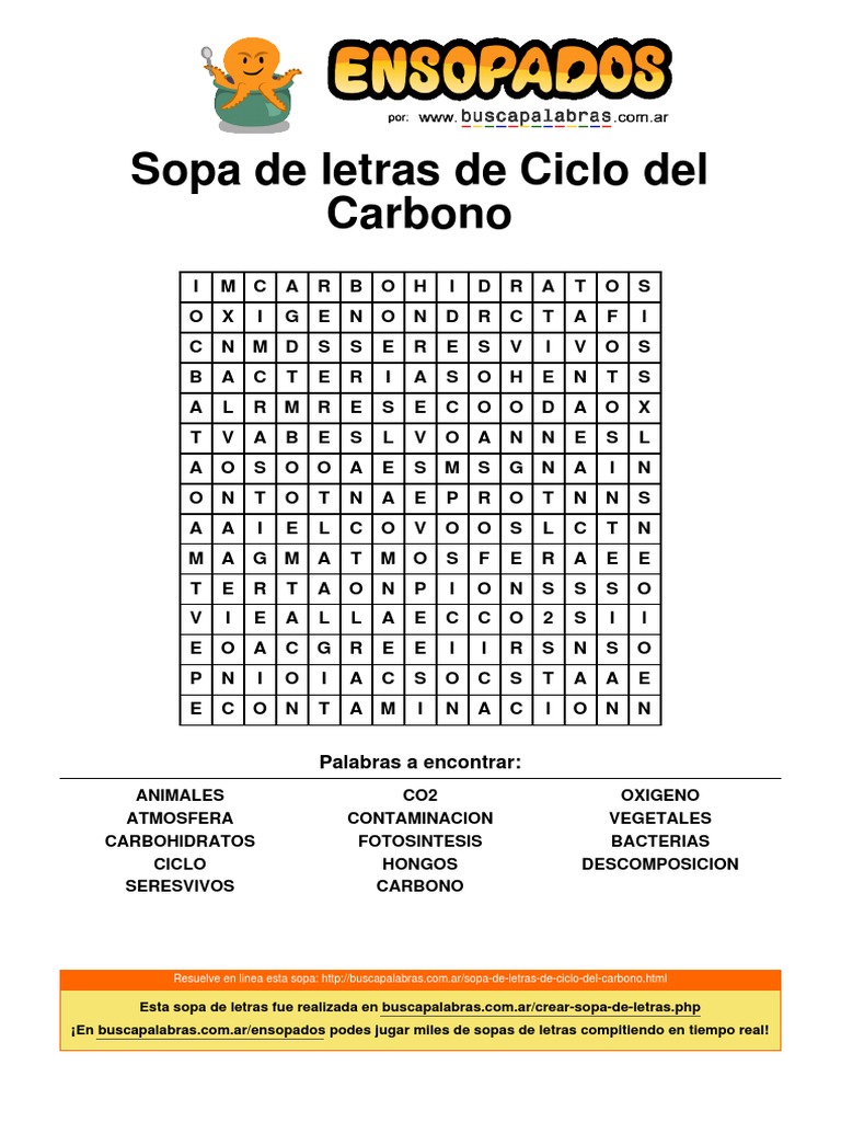 Sopa de Letras de Ciclo Del Azufre