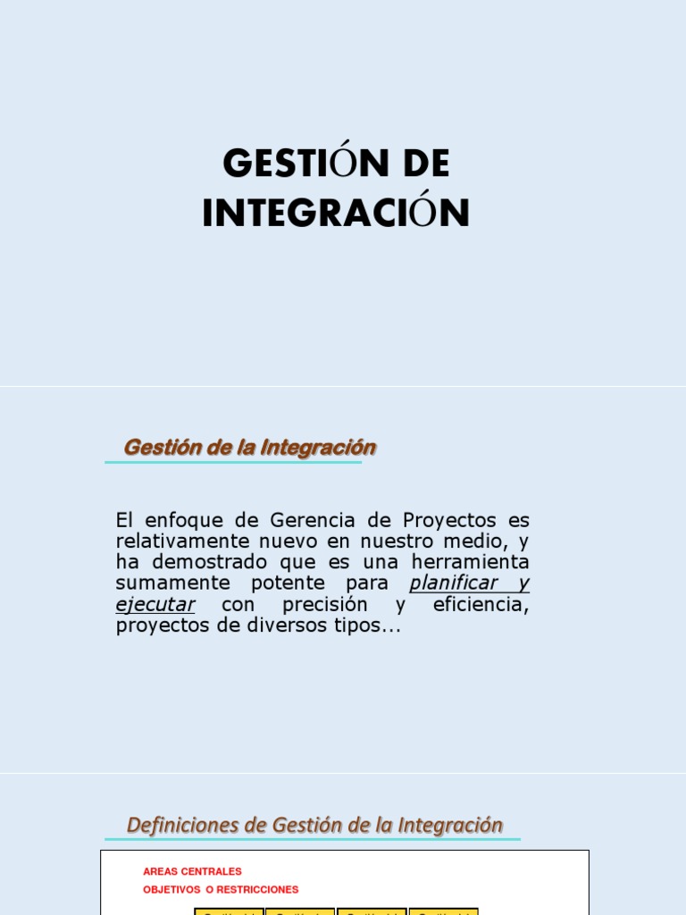 Gestion de La Integracion | PDF | Gestión de proyectos | Planificación