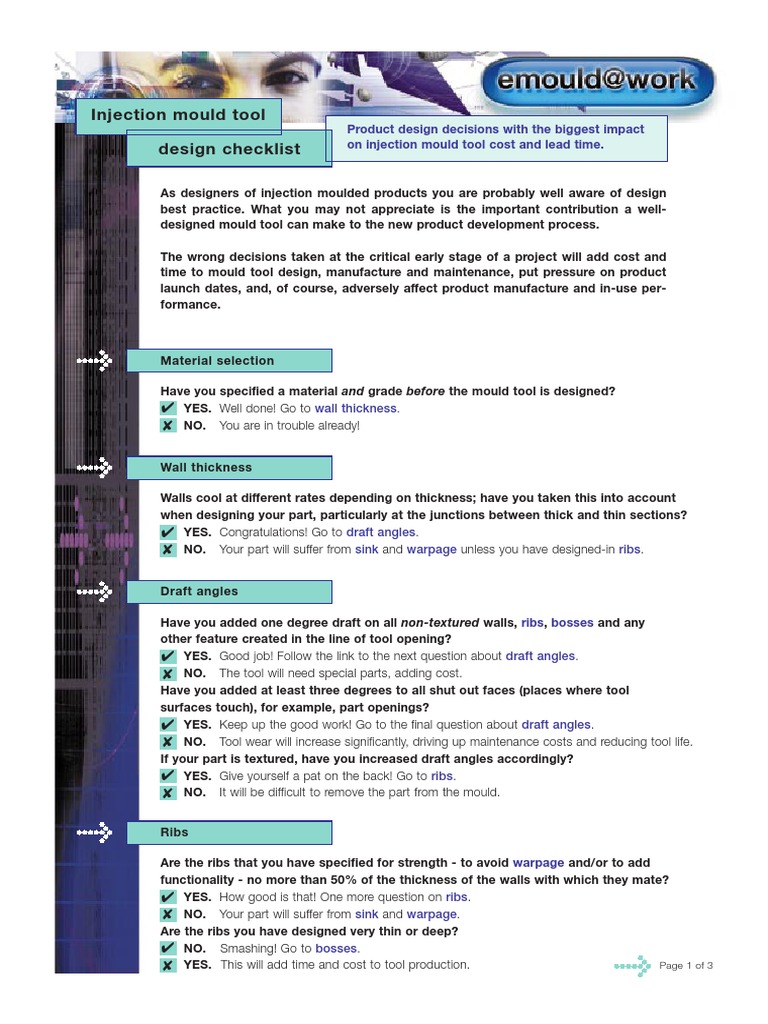 Mold Design Checklist PDF | PDF | Gases | Materials