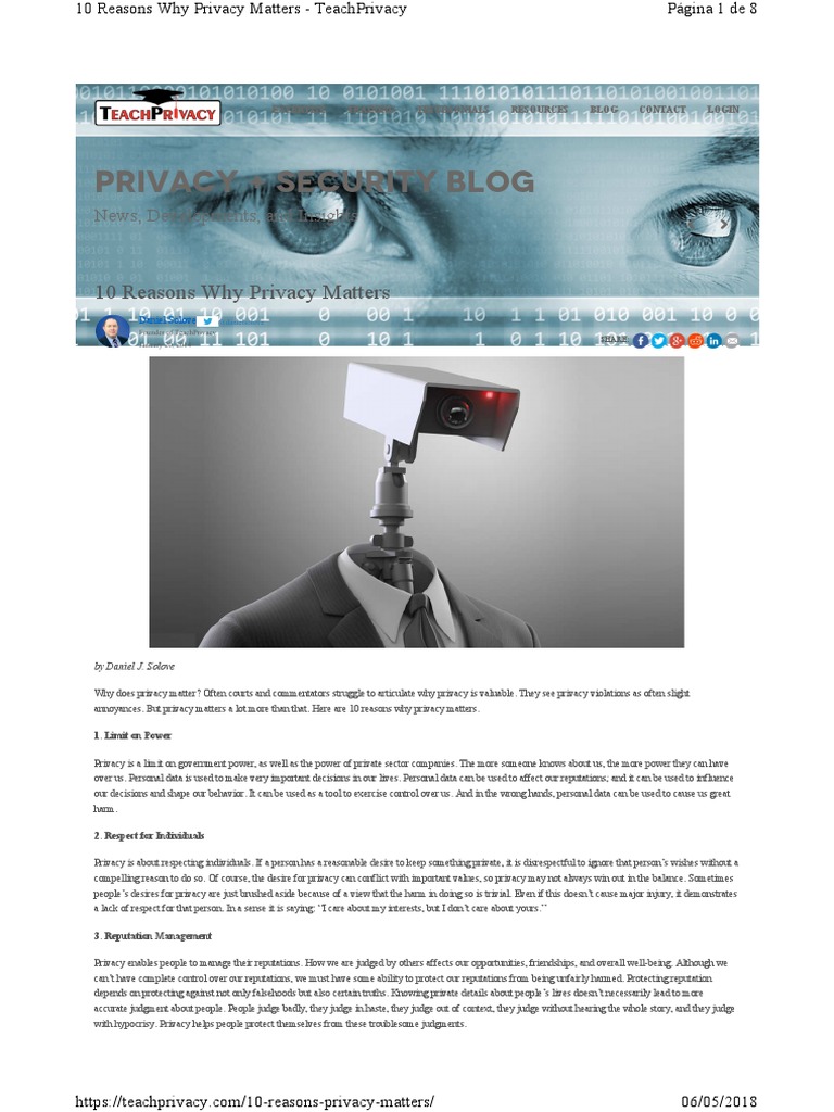 04.10 Reasons Why Privacy Matters - TeachPrivacy | PDF | Privacy ...