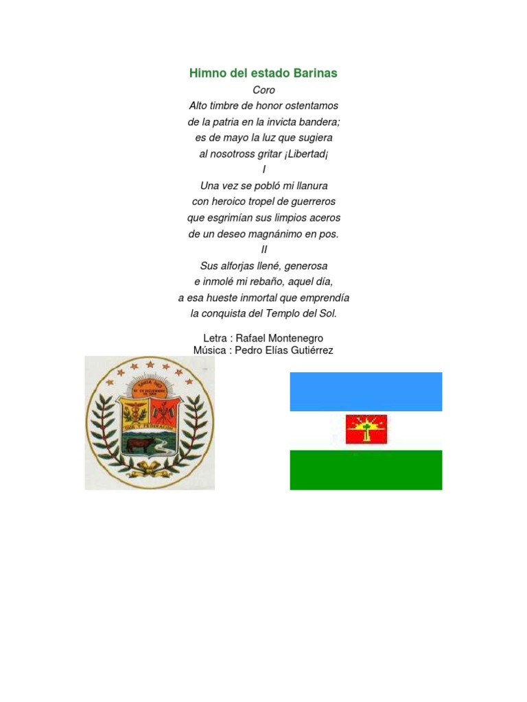 Himno Del Estado Barinas PDF Entretenimiento (general) Ocio