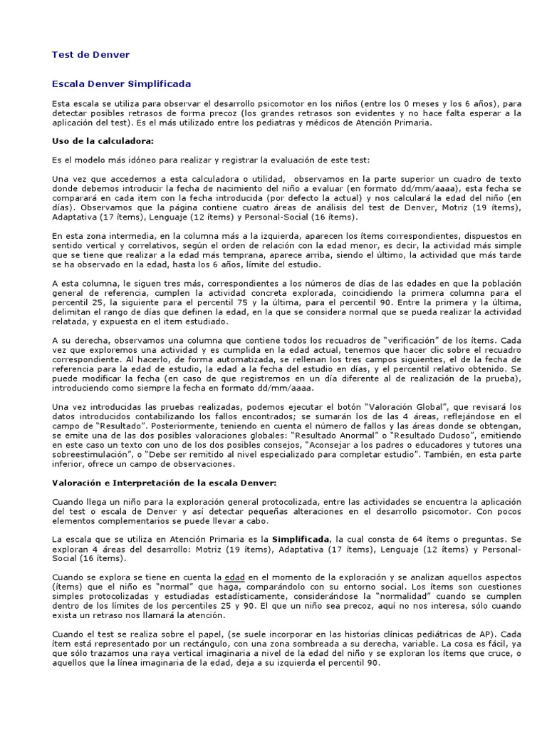 Denver | PDF | Bienestar | Medicina