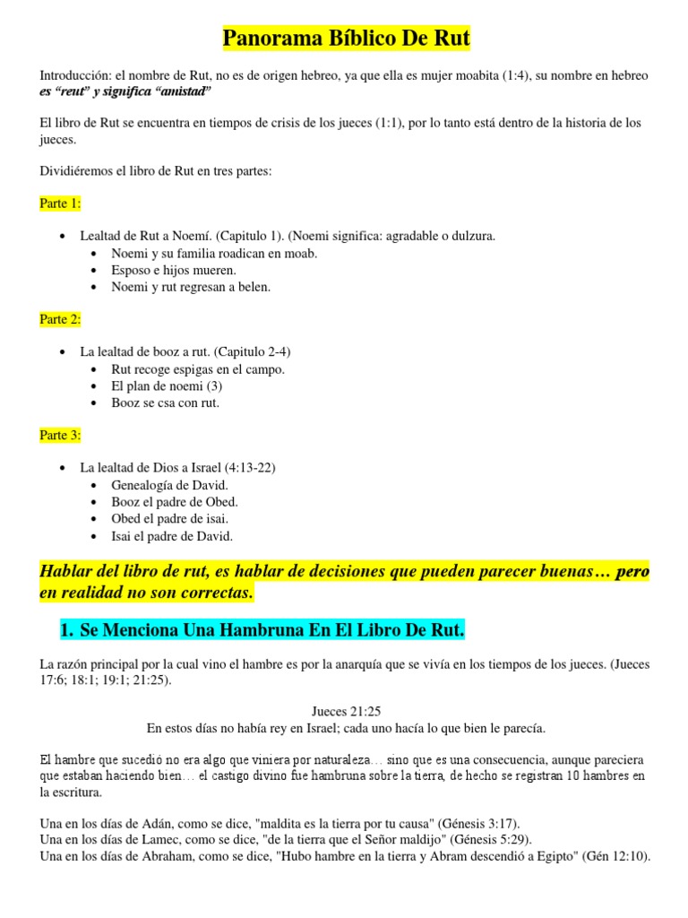 Análisis del Libro de Rut: Capítulos 1-4 | PDF | Libro de rut | Noemí ...