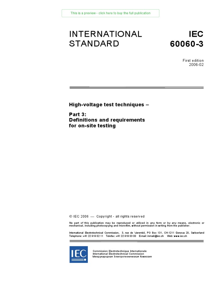International Standard HighVoltage Test Techniques Definitions and