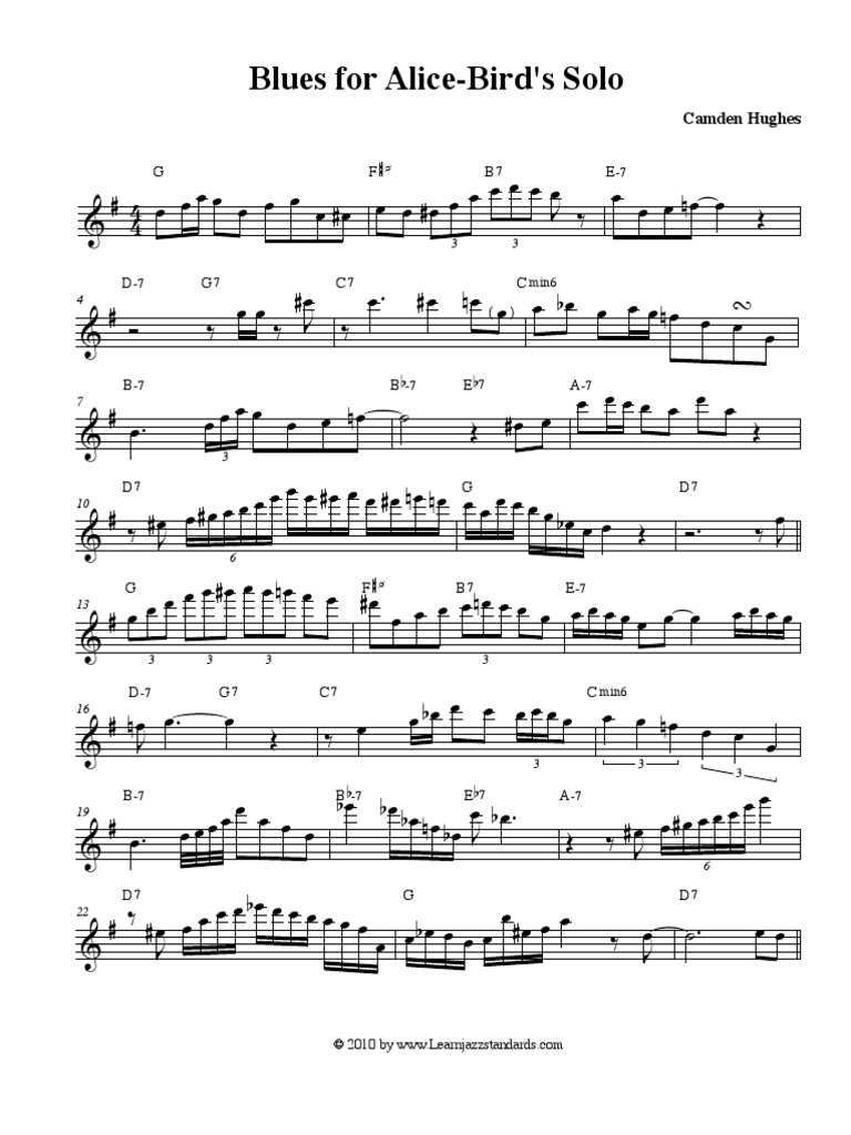 Blues for Alice Birds Solo Tenor Sax