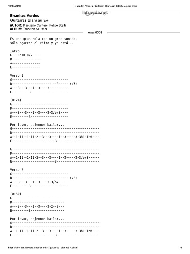 Enanitos Verdes, Guitarras Blancas_ Tablatura Para