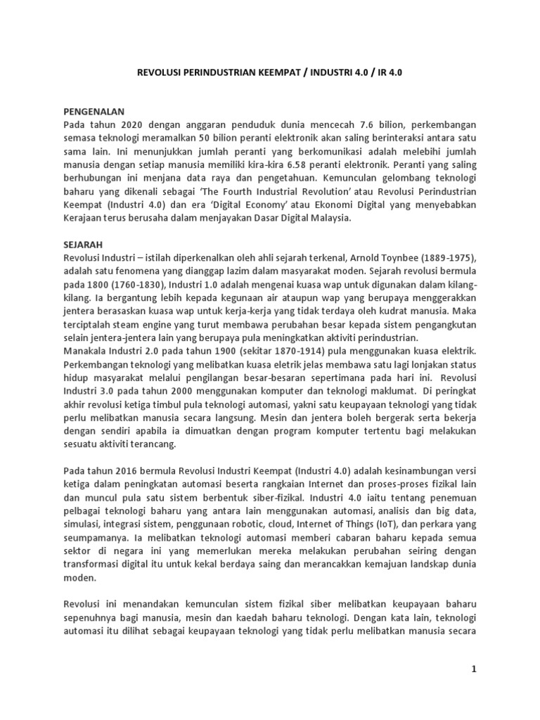 Revolusi Perindustrian Keempat Pdf