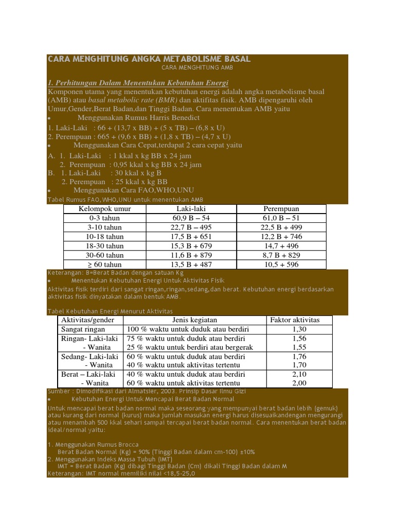Cara Menghitung Angka Metabolisme Basal Docx