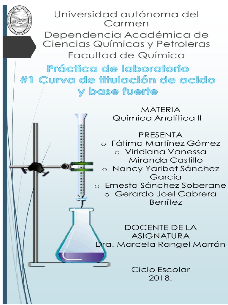 Reporte titulación del ácido fuerte y base fuerte Química Valoración
