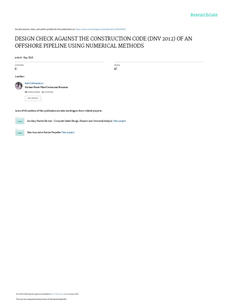 Design Check Against The Construction Code (DNV 2012) of An Offshore ...