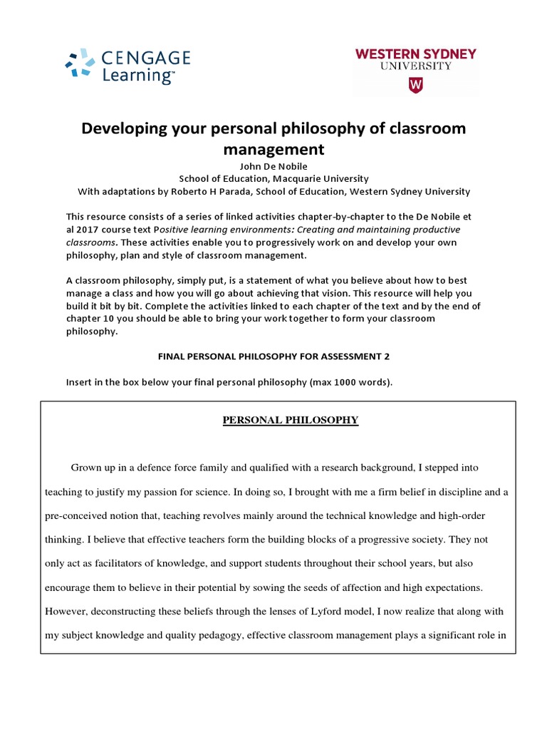Developing your personal philosophy of classroom management classroom