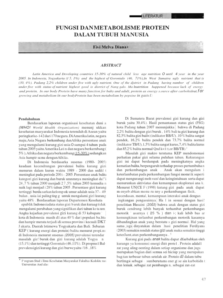 Jurnal Fungsi Metabolisme Protein PDF