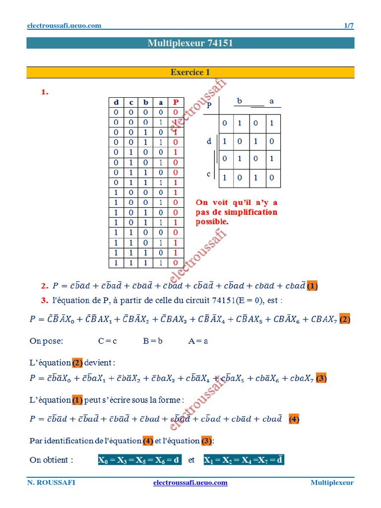 Multiplexeur 74151 Exercises | PDF