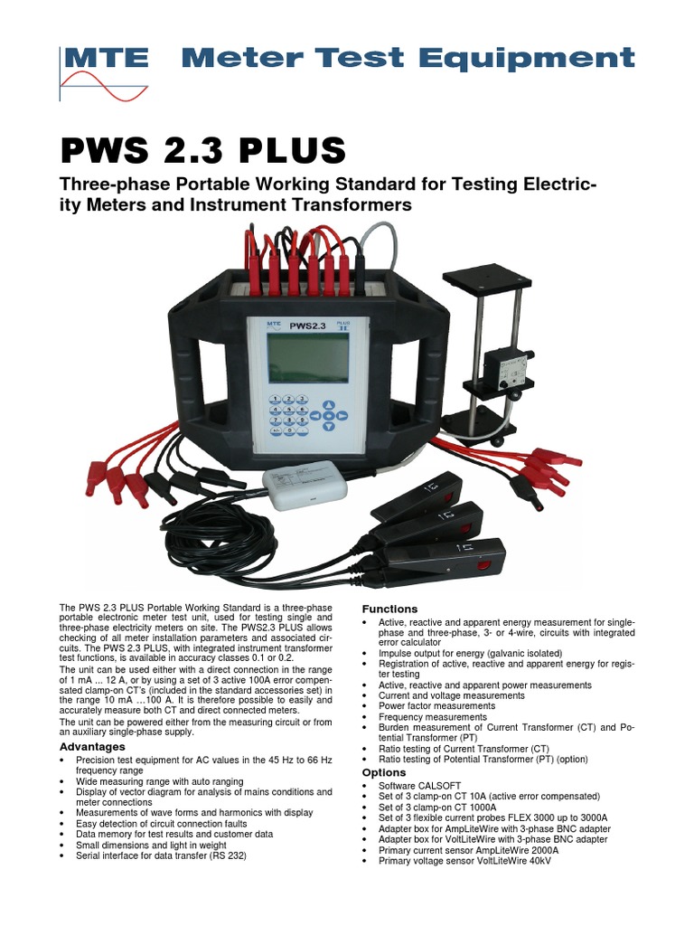 PWS 2.3 PLUS Meter Testing Device | PDF | Transformer | Physics