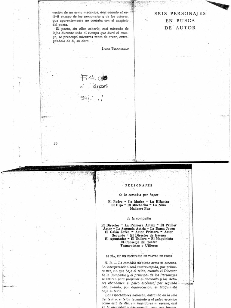 Pirandello Seis Personajes en Busca de Autor