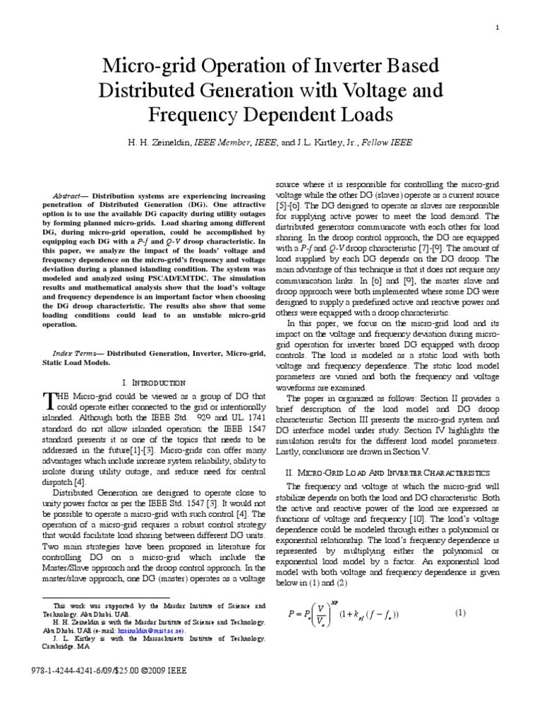 Micro-Grid Operation of Inverter Based Distributed Generation With ...