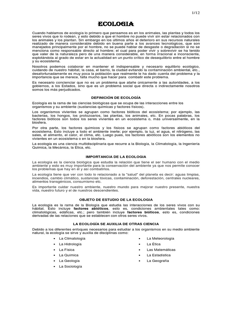 1 ECOLOGIA (Clase 2) PDF | PDF | Ecosistema | Ecología
