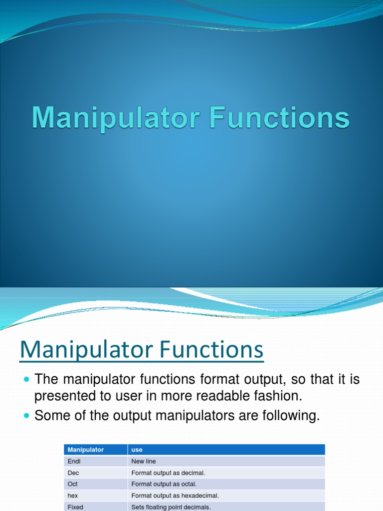 05 Manipulators PDF Parameter Programming) Arithmetic