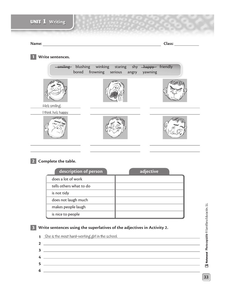 Unit Writing: Write Sentences | PDF