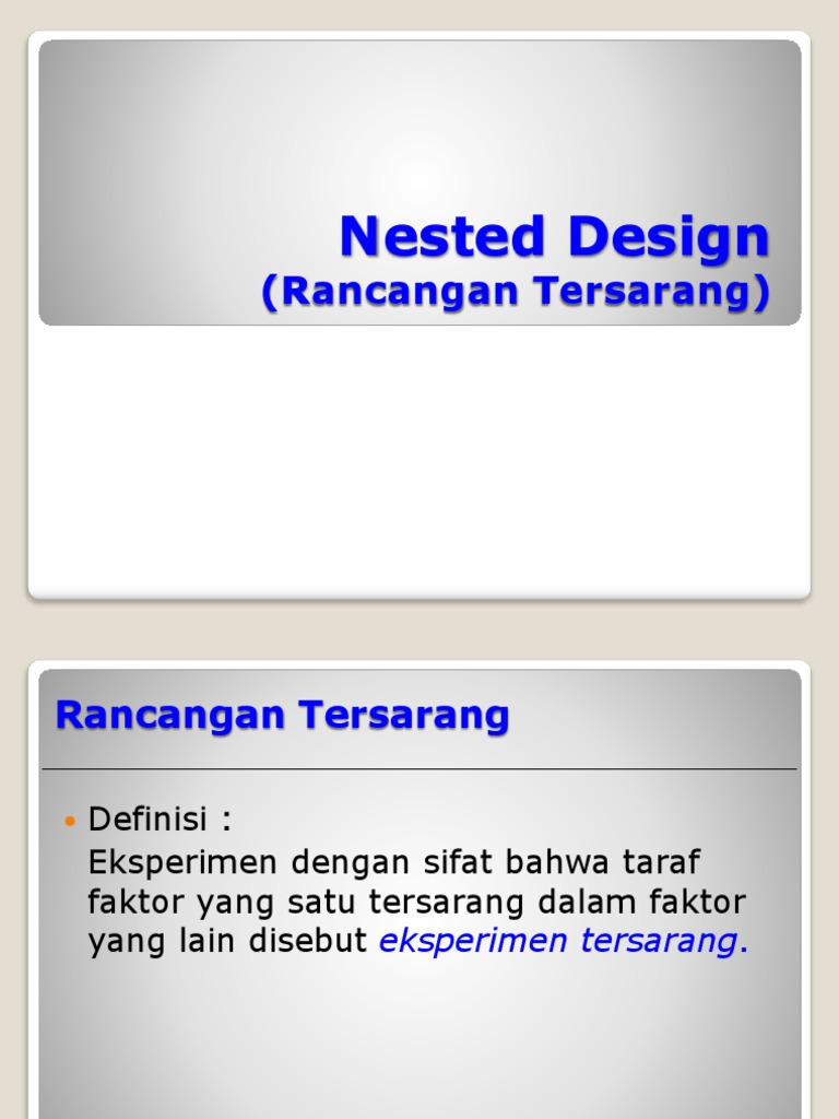 Rancangan Tersarang dalam Eksperimen | PDF