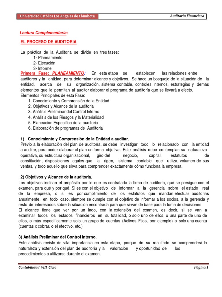 Proceso de Auditoría Financiera | PDF | Auditoría | Contralor