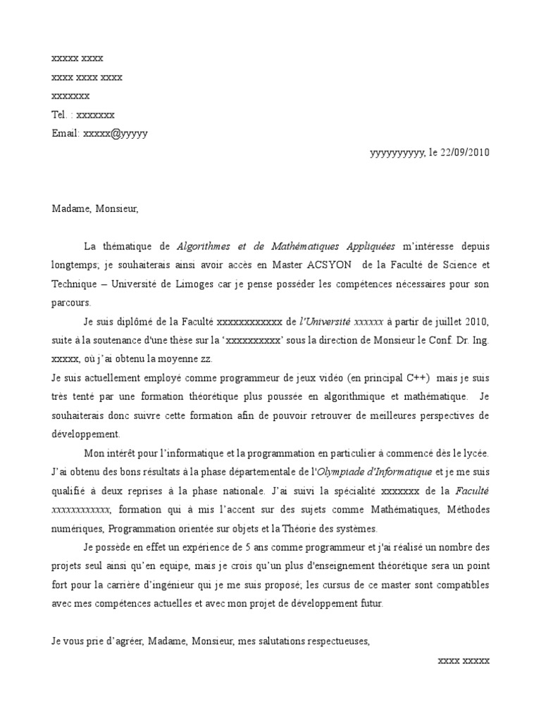 Lettre De Motivation Support Informatique  Perodua g