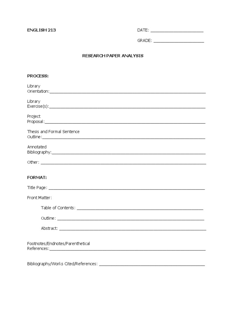 Research Paper Analysis Template | PDF | Note (Typography) | Document