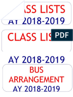 Class Lists & Bus Arrangement Label