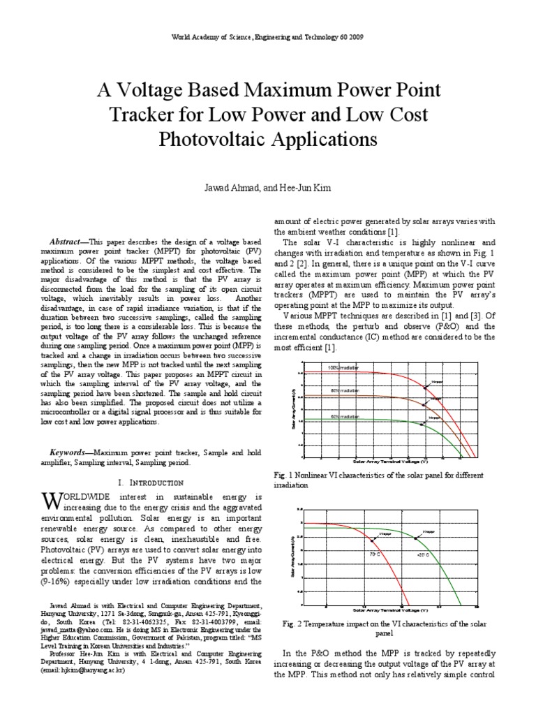 Voltage-Based MPPT for PV Systems | PDF | Photovoltaics | Electrical ...