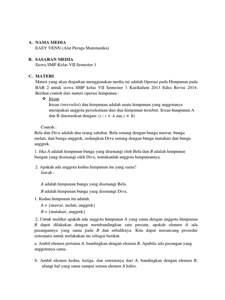 A Nama Media A Adalah Himpunan Bunga Yang Disenangi Bela B Adalah Himpunan Bunga Yang Disenangi Diva