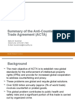 Summary of the Anti-Counterfeiting Trade Agreement (ACTA)