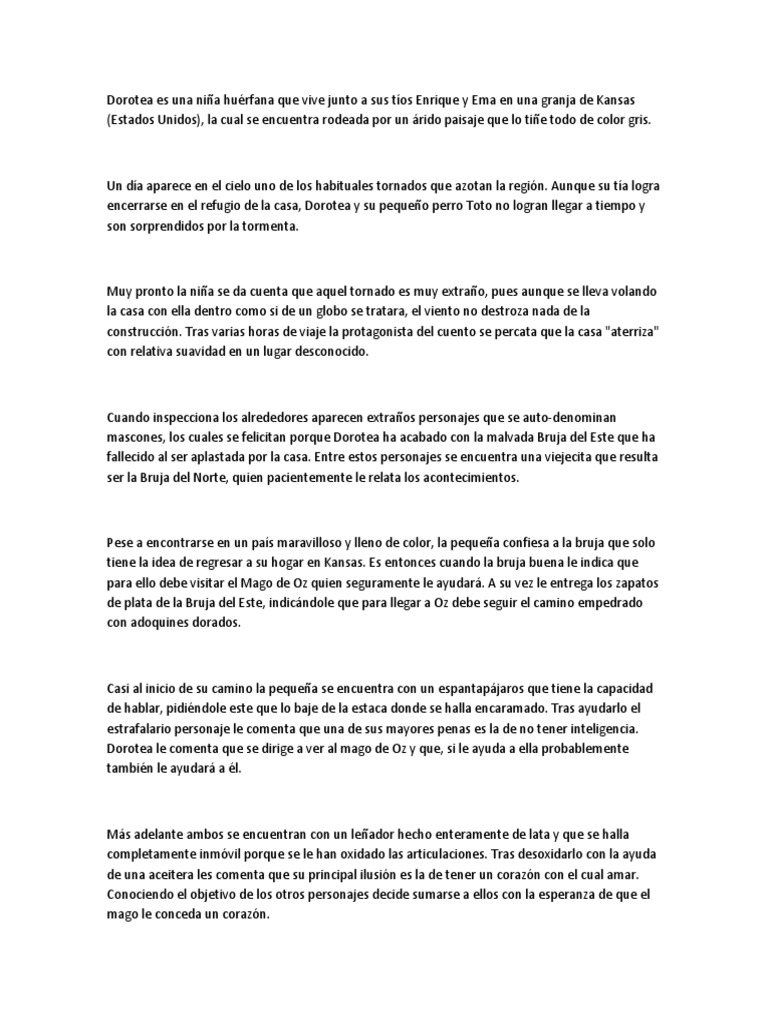 Resumen Mago De Oz 1388 Palabras Monografas Plus