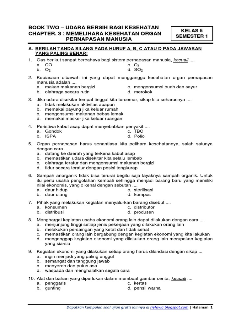 Soal Kelas 5 Tema 2 Subtema 3