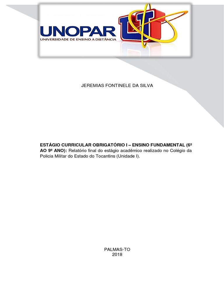 Relatorio De Estagio Gestão Escolar Pedagogia Pronto Unopar