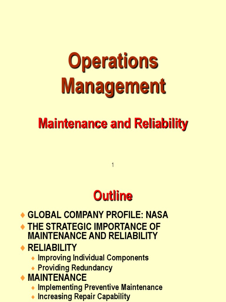 Operations Management: Maintenance and Reliability | PDF | Reliability ...