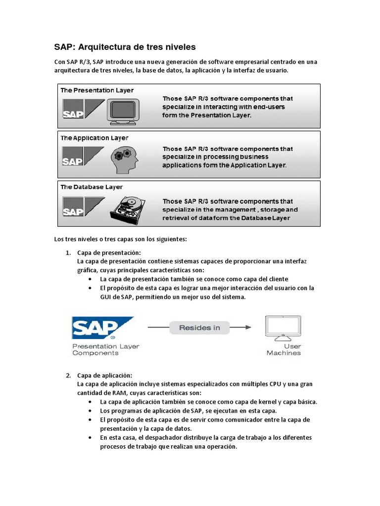 Aquitectura 3 Niveles SAP | PDF | Sap Se | Bases de datos