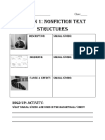 Lesson 1: Nonfiction Text Structures: Hold Up! Activity