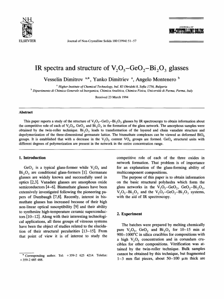 Dimitrov 1994 PDF Infrared Spectroscopy Glasses