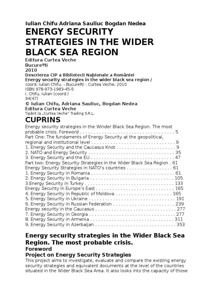 Energy Security Strategies in The Wider Black Sea | PDF | Nato ...