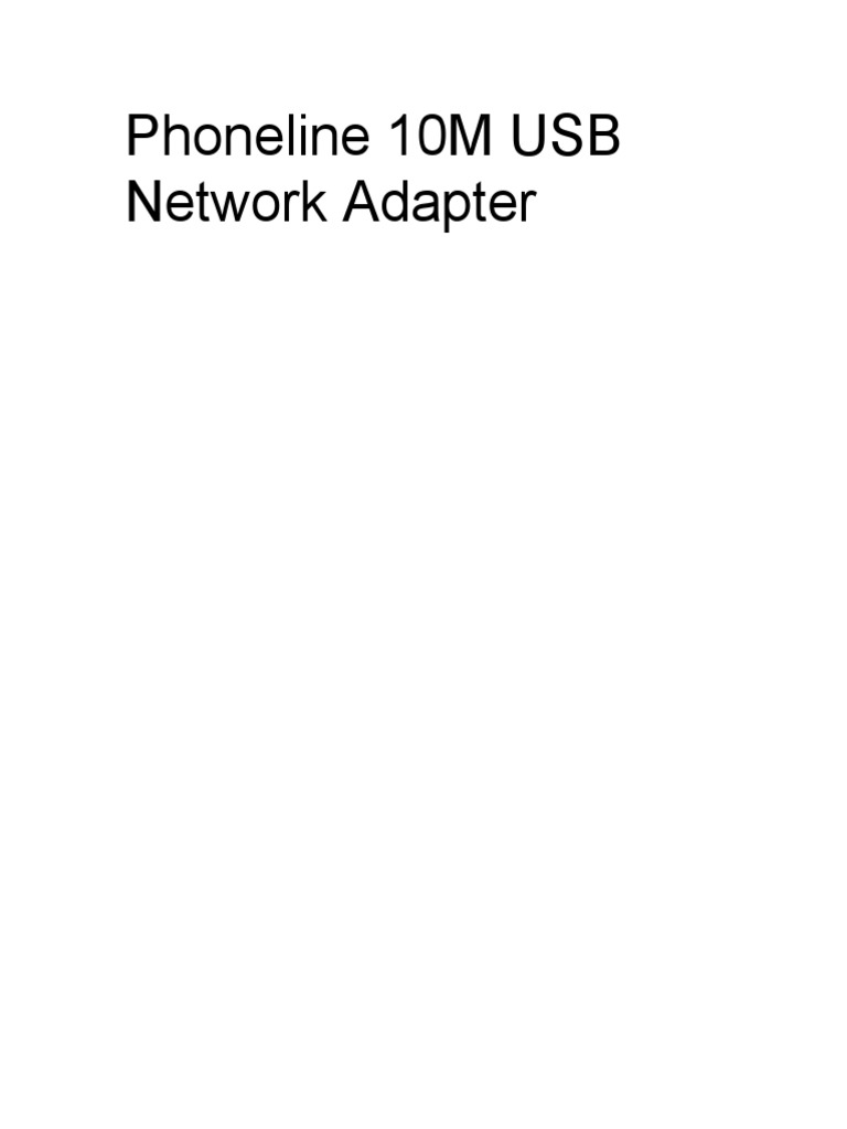 Phoneline 10M USB Network Adapter | PDF