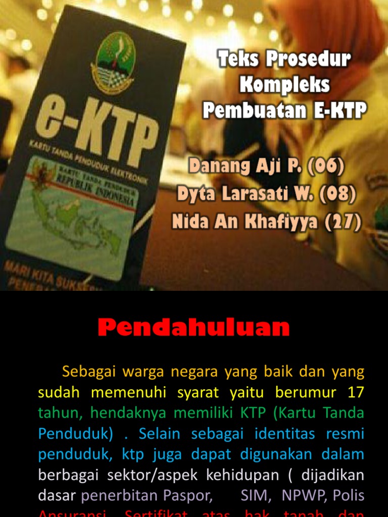 Teks Prosedur Kompleks Pembuatan EKTP