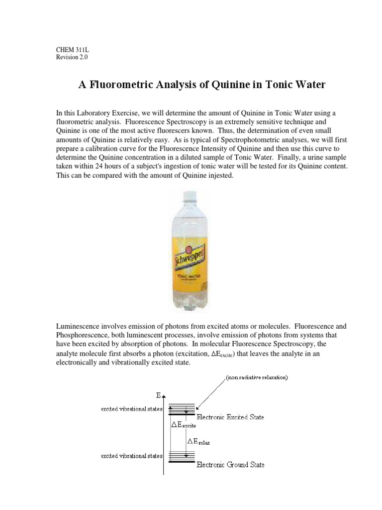 Quinine PDF Fluorescence Spectroscopy Fluorescence