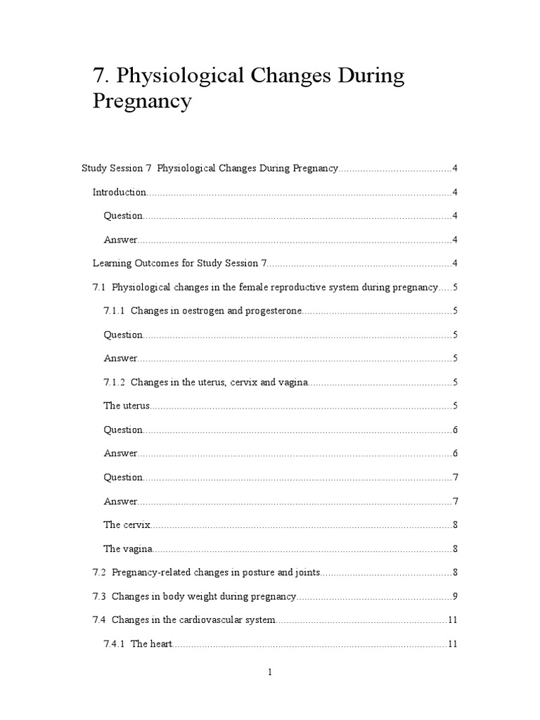 Physiological Changes in Pregnancy | PDF | Pregnancy | Heart