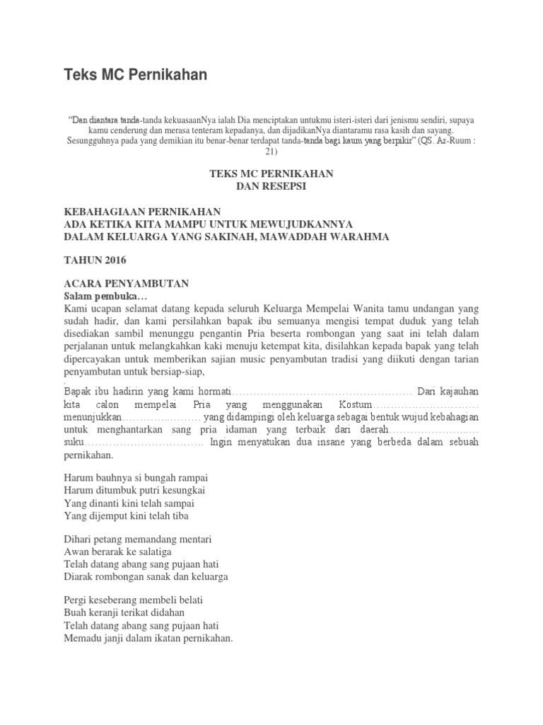Kumpulan Susunan Acara Mc Resepsi Pernikahan Kristen Kumpulan Contoh Teks Mc