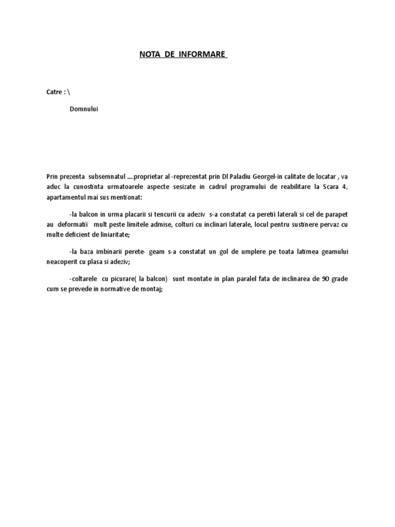 Nota de Informare | PDF