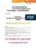 Anhanguera Pronter Da Empresa Deplástico Logística 5 Semestre